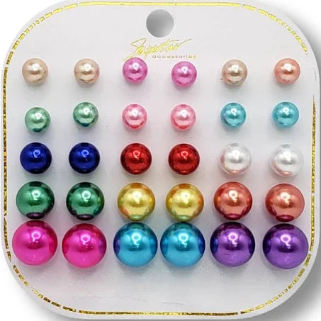 Mill's Beauty Supply Pearl Assorted Sized Mix Earrings Body Jewelry
