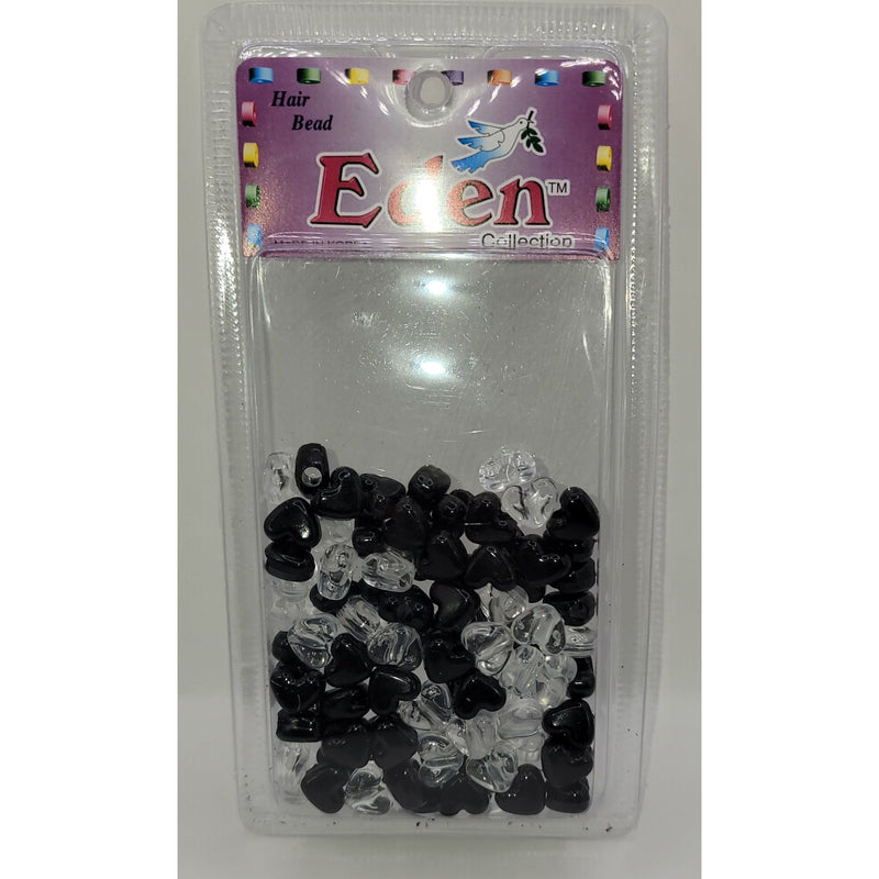 Mill's Beauty Supply Eden Heart Hair Bead-Black/Clear - Small pk Hair Beads