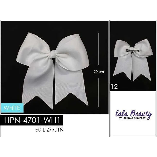 Mill's Beauty Supply Large Cheer Bow-White Hair Accessories