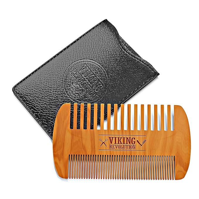 Mill's Beauty Supply Viking Revolution Wooden Beard Comb & Case, (1pc) Hair Comb