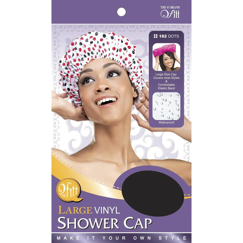 Mill's Beauty Supply Qfitt Large Vinyl Shower Cap- Dots #182 Hair Accessories