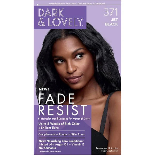 Mill's Beauty Supply Dark and Lovely Fade Resist Hair Color #371 - Jet Black Hair Color