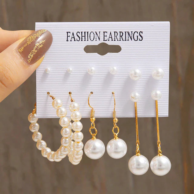 Mill's Beauty Supply Fashion Earrings - Gold w/ Pearls Body Jewelry
