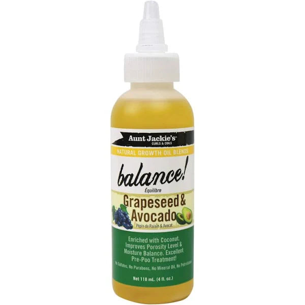 Mill's Beauty Supply Aunt Jackie's Balance! Grapeseed & Avocado Growth Oil