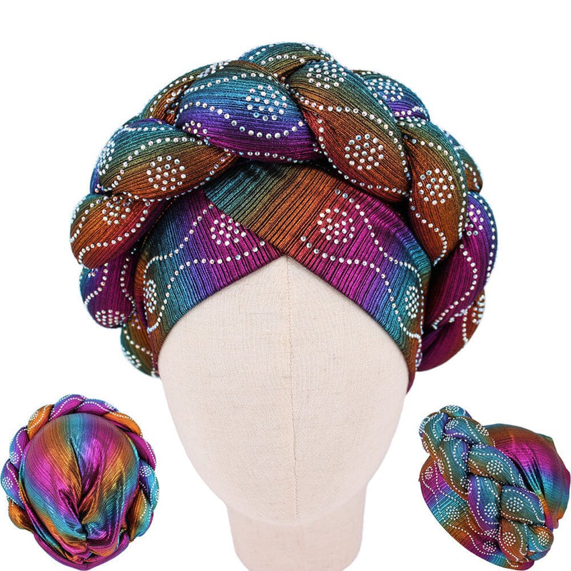 Mill's Beauty Supply Fashion Brand - Rhinestone Head Wrap/ Turban Head Wrap