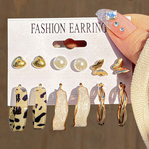 Mill's Beauty Supply Fashion Earrings - Gold w/ Leopard Print Body Jewelry