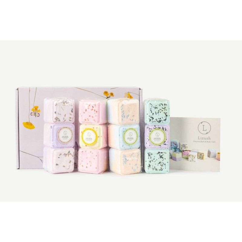 Lizush Shower Steamers, Set of 12 big fizzies, Cheer up Gift Set, Relaxing Gift Box BATH BOMBS & SHOWER STEAMERS