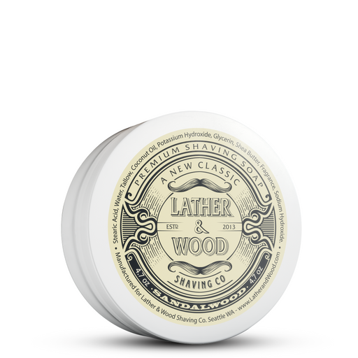 Lather & Wood Shaving Co Luxury Shaving Soap - Sandalwood Men Grooming, Health