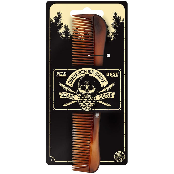 Grave Before Shave Acrylic Tortoise Shell Fine/Wide Tooth Comb (Made By Bass)