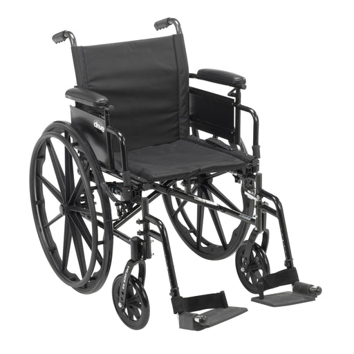 RIO Medical Supplies Cruiser X4 Lightweight Dual Axle Wheelchair with Adjustable Detachable Arms, Desk Arms, Swing Away Footrests, 20" Seat