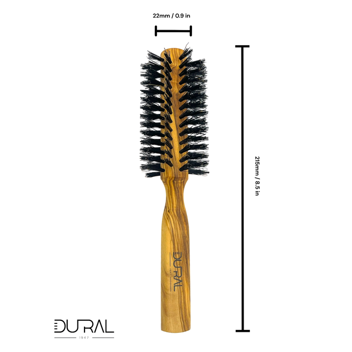 Dural Olive wood round hair brush with boar bristles - 10 rows