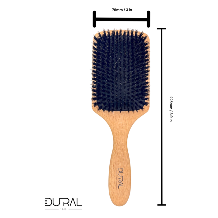 Dural Beech Wood wild boar bristles paddle brush