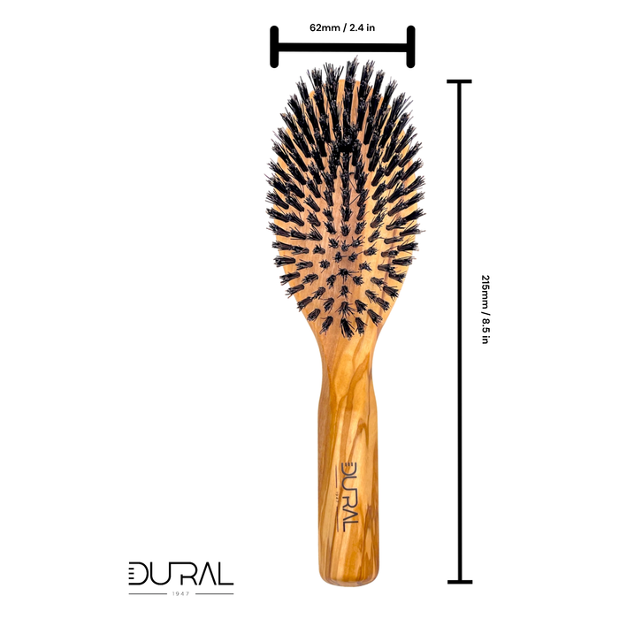 Dural Olive wood boar bristles hair brush - 9 rows