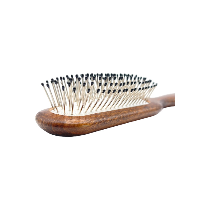 Dural Beech wood rubber cushion hair brush with steel pins and ball tips