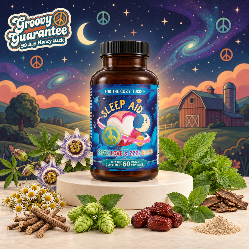 Hippie Farms Premium Sleep Aid Formula - Peace, Love, and ZZZ's Blend Vitamins & Supplements Midnight Blue