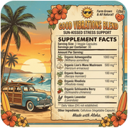 Hippie Farms Stress Support - Good Vibrations Blend - Ashwagandha, Lions Mane, & More Vitamins & Supplements Tan