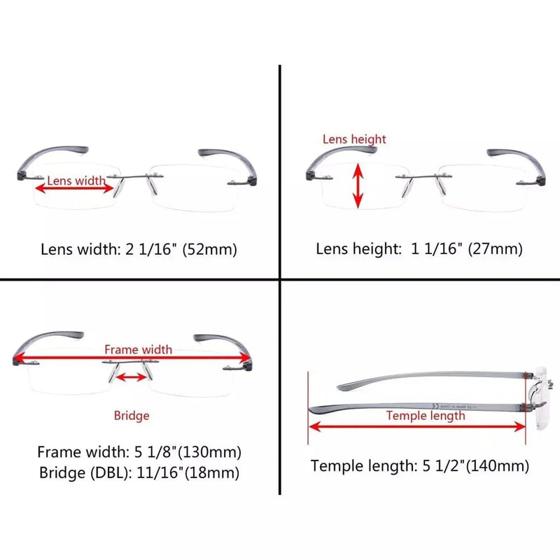 eyekeeper.com Small Lenes Rectangle Reading Glasses Rimless Readers R14001 Eyeglasses