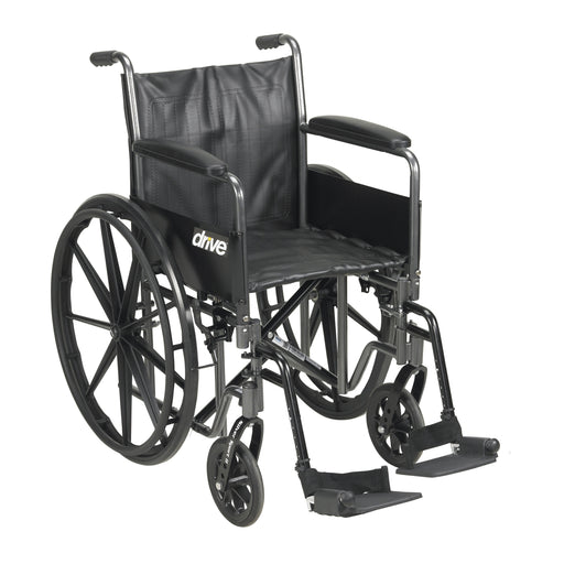 RIO Medical Supplies Silver Sport 2 Wheelchair, Detachable Full Arms, Swing away Footrests, 20" Seat