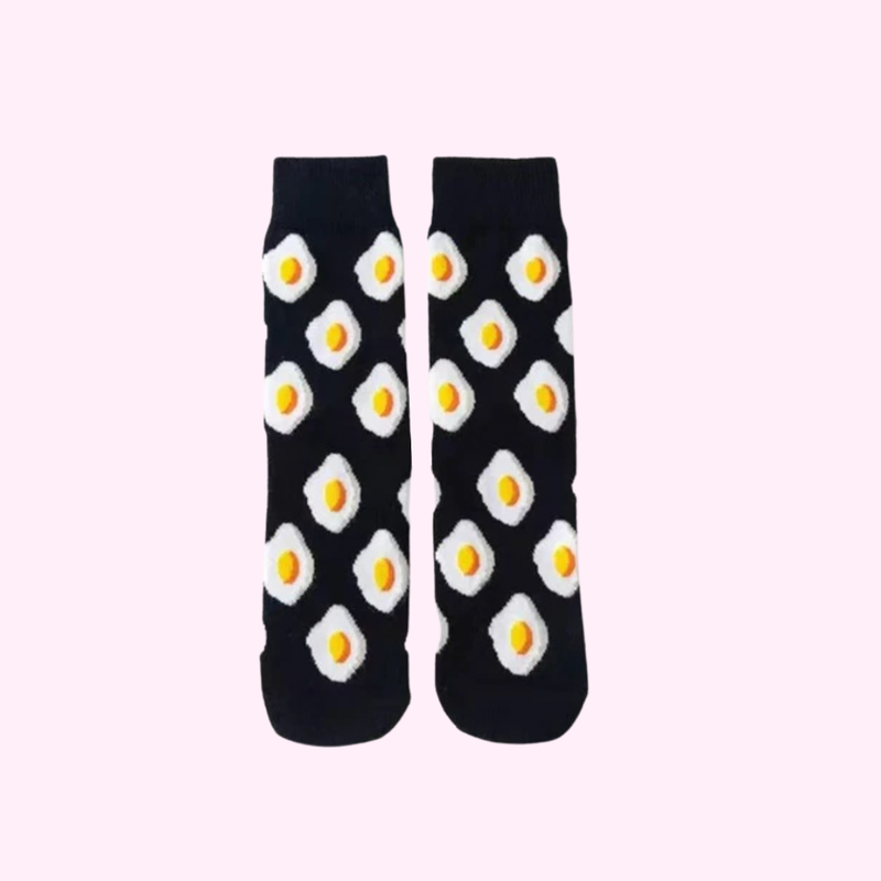 Medusa's Makeup Black Fried Egg Socks