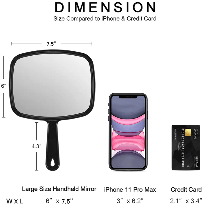Soft 'N Style Picture Mirror Hand Mirror Salon Barber Hairdressing Handheld Mirror With Handle