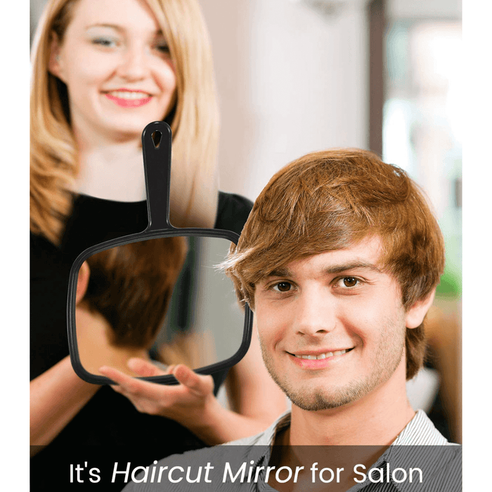 Soft 'N Style Picture Mirror Hand Mirror Salon Barber Hairdressing Handheld Mirror With Handle