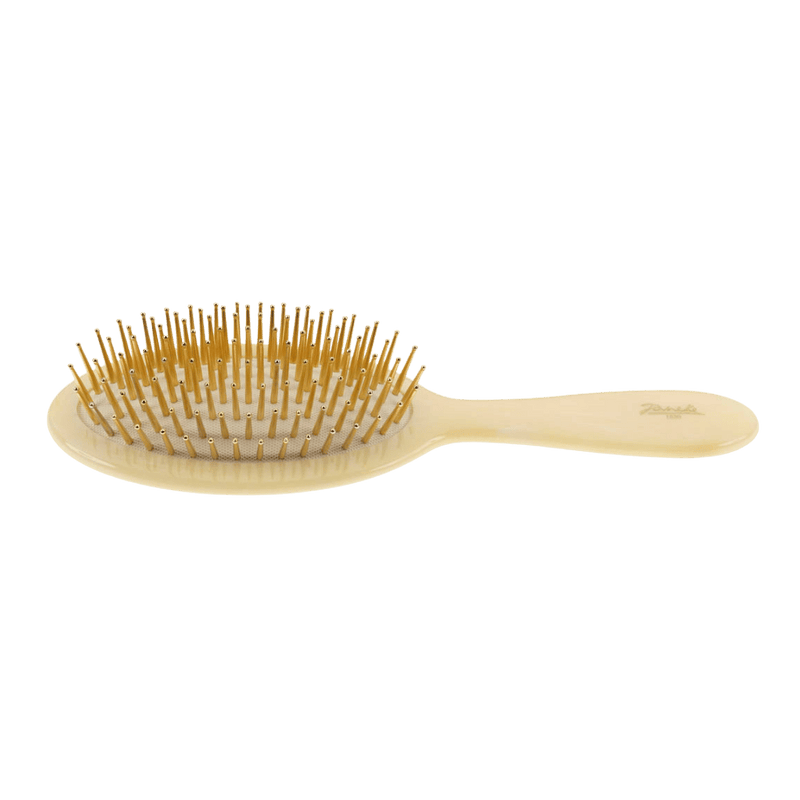 KOH-I-NOOR Beauty USA Janeke Synthetic Horn Oval Hair Brush – Gold Pin Detangling Brush Hair Brush Black