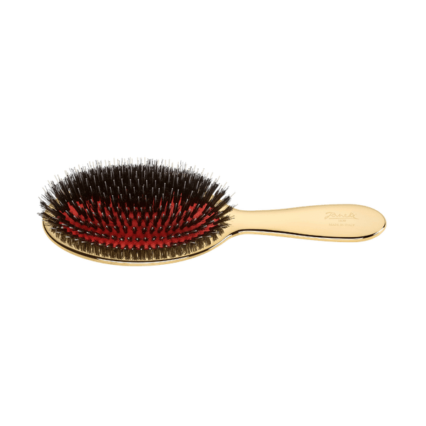 KOH-I-NOOR Beauty USA Janeke Pneumatic Hair Brush – Boar Bristle & Nylon Pin Detangling Brush (Chrome & Gold) Hair Brush Black Gold / Large,Gold / Extra Large