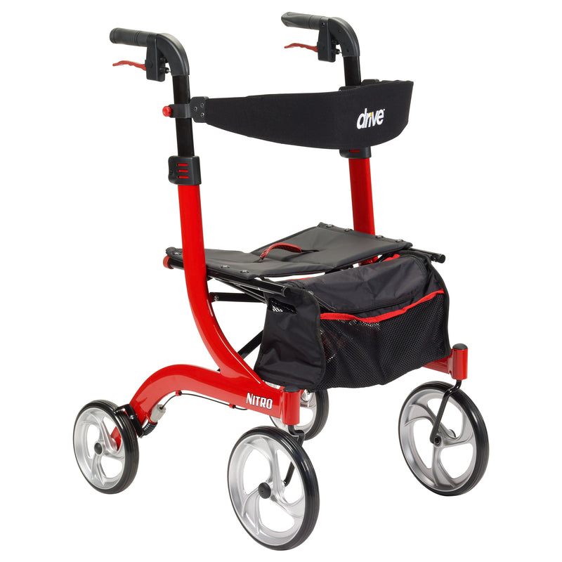 RIO Medical Supplies Nitro Euro Style Rollator Rolling Walker, Red