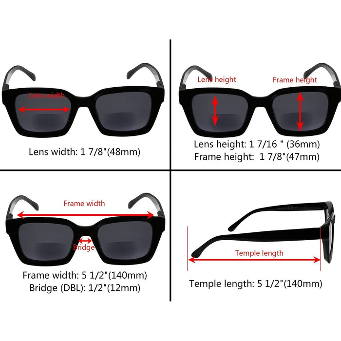 eyekeeper.com - eyekeeper.com - Black Square Sunglasses Thicker Frame Bifocal Readers SBR9106