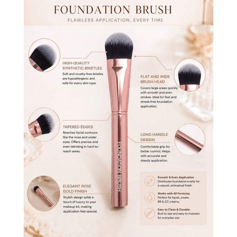 Prolux Cosmetics Rose Gold Foundation Brush brush