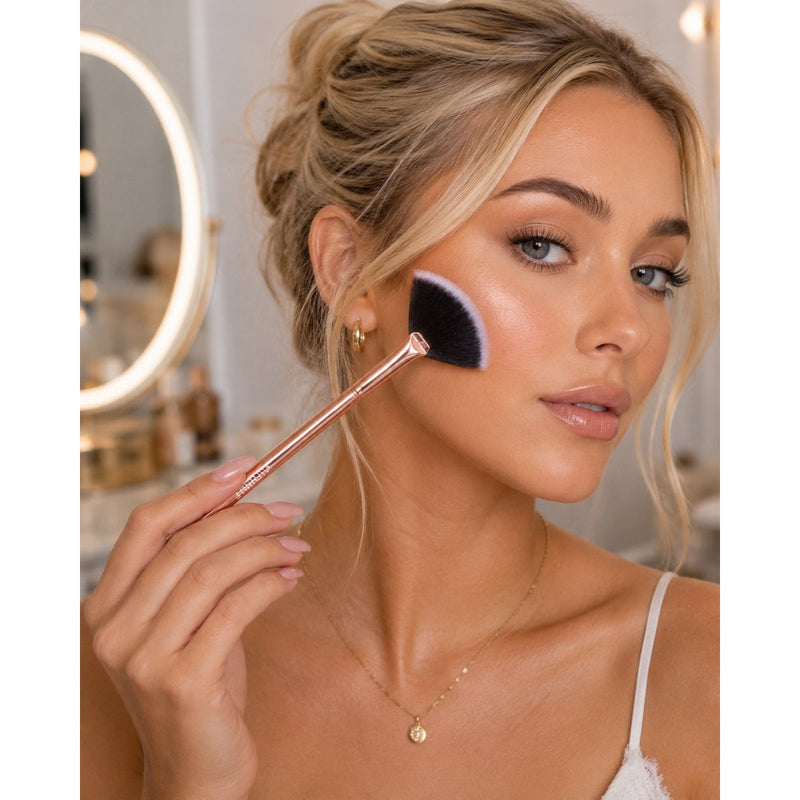 Prolux Cosmetics Rose Gold Fan Brush Fan Brush