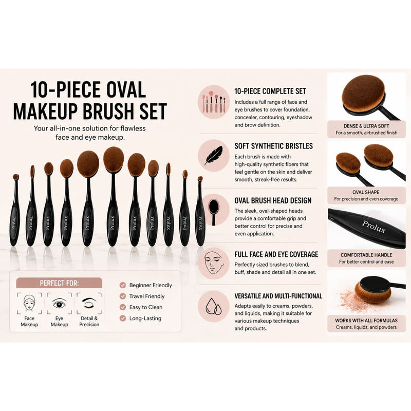 Prolux Cosmetics Oval Deluxe Brush Set Brush Set