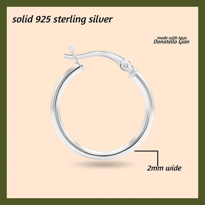 925 Sterling Silver Classic French Lock Hoop Earrings, 25mm-45mm, Hypoallergenic, Perfect for Men Women and Girls