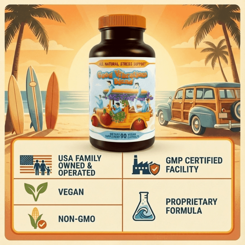 Hippie Farms Stress Support - Good Vibrations Blend - Ashwagandha, Lions Mane, & More Vitamins & Supplements
