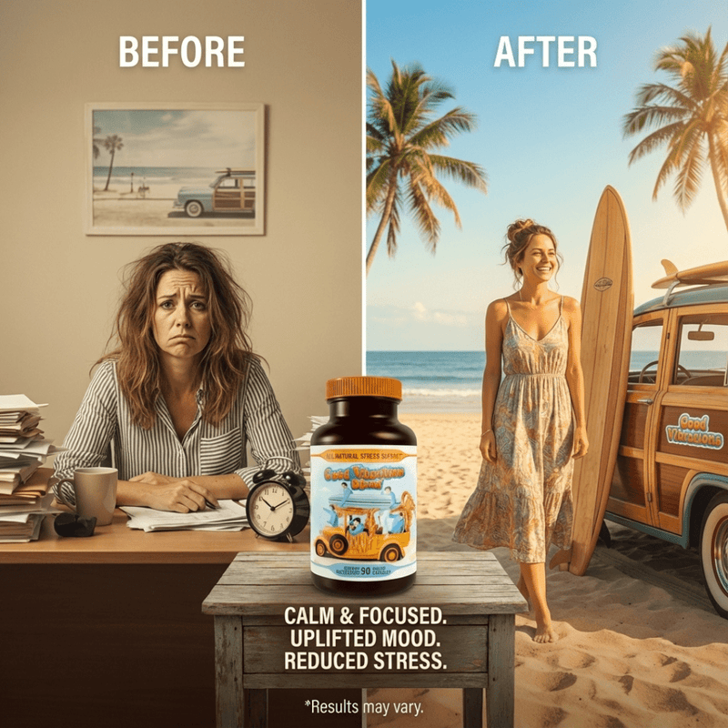 Hippie Farms Stress Support - Good Vibrations Blend - Ashwagandha, Lions Mane, & More Vitamins & Supplements