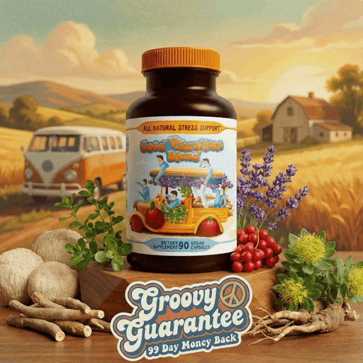 Hippie Farms Stress Support - Good Vibrations Blend - Ashwagandha, Lions Mane, & More Vitamins & Supplements