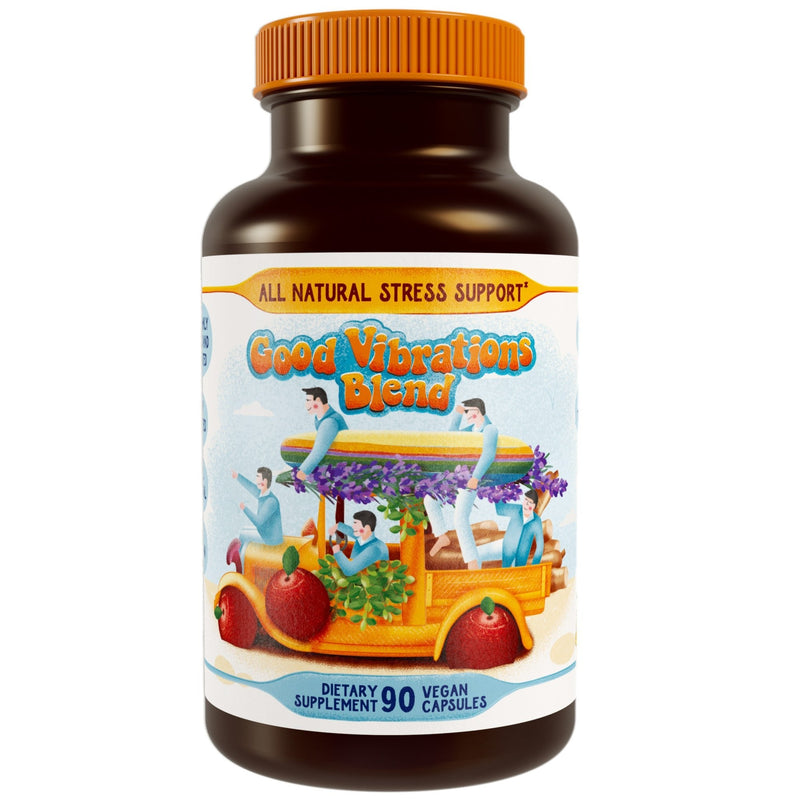 Hippie Farms Stress Support - Good Vibrations Blend - Ashwagandha, Lions Mane, & More Vitamins & Supplements