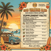 Hippie Farms Stress Support - Good Vibrations Blend - Ashwagandha, Lions Mane, & More Vitamins & Supplements