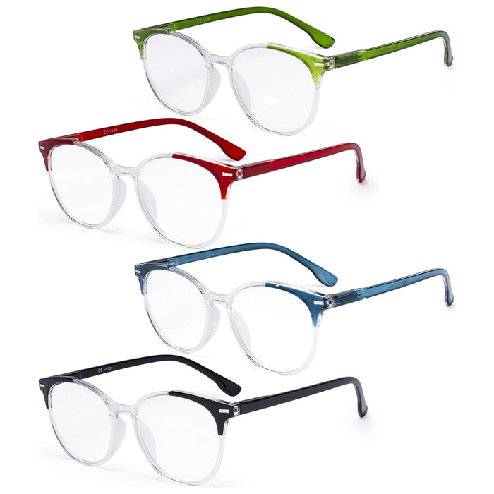 Eyekeeper - 4 Pack Stylish Design Round Ladies Reading Glasses R9002C