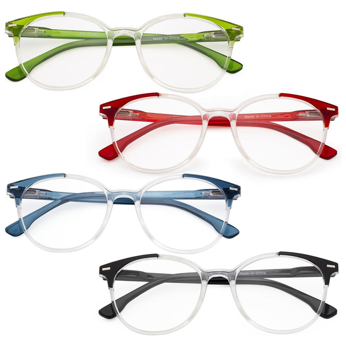 Eyekeeper - 4 Pack Stylish Design Round Ladies Reading Glasses R9002C