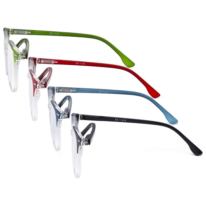 Eyekeeper - 4 Pack Stylish Design Round Ladies Reading Glasses R9002C