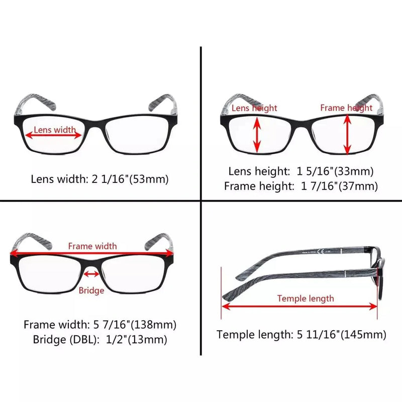 eyekeeper.com Stylish Reading Glasses with Wood-Look Arms RE19042 Eyeglasses