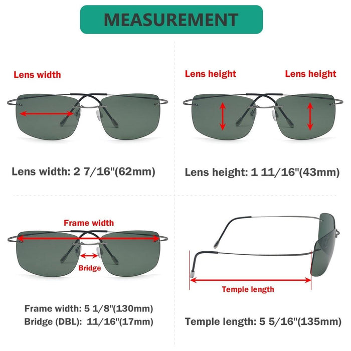 Eyekeeper.Com - Stylish Rimless Titanium Frame Polarized Sunglasses S1505