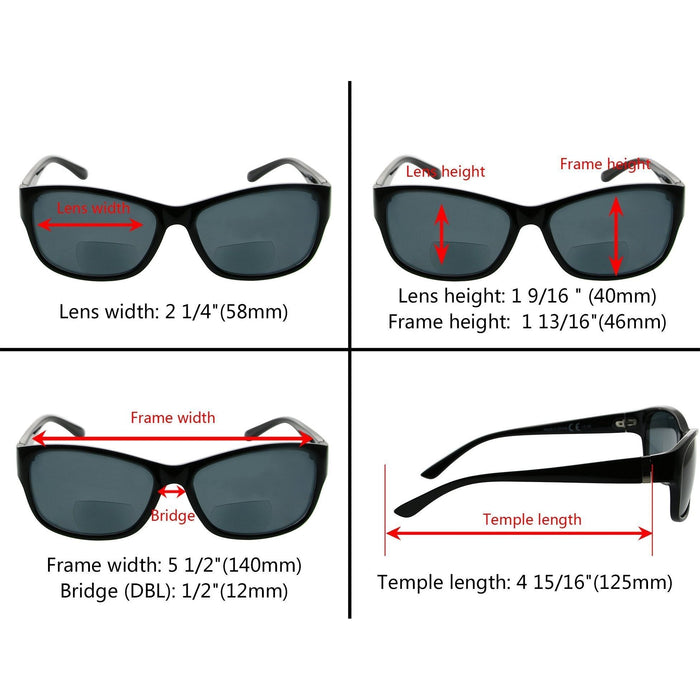 Eyekeeper - Chic Rectangle Polarized Bifocal Reading Sunglasses Pgsg821