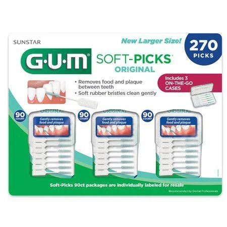 VIP Extensions Sunstar G.U.M. Original Soft-Picks with Travel Cases 3 Packs=270 ct Beauty Supplies
