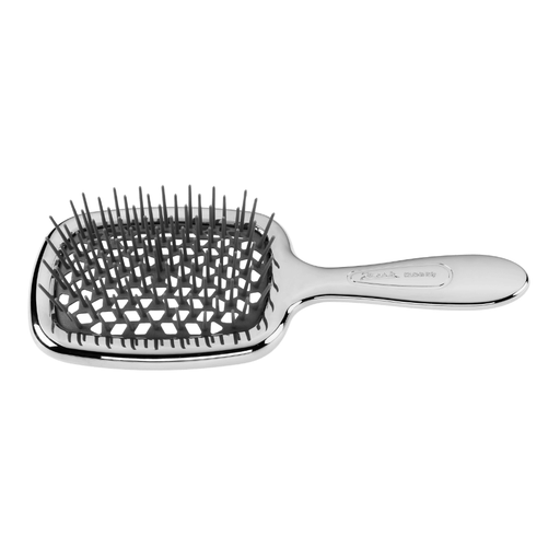 KOH-I-NOOR Beauty USA Janeke Superbrush with Soft Tips – Honeycomb Detangling Brush (Chrome & Gold) Hair Brush White Smoke Chrome