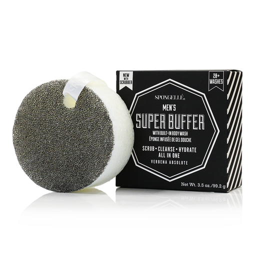 Spongellé 20+ Men's Super Buffer | Black Scrubber Body Wash Infused Buffer