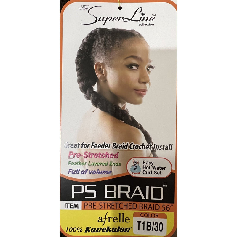 VIP Extensions Superline Synthetic Afrelle 100% Kanekalon Pre-Stretched Jumbo Braid 56"  T1B/30 Kanekalon Hair Weaving/Braiding