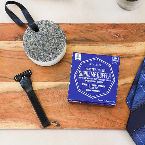 Spongellé 20+ Men's Supreme Buffer | Black Scrubber Body Wash Infused Buffer