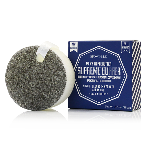 Spongellé 20+ Men's Supreme Buffer | Black Scrubber Body Wash Infused Buffer